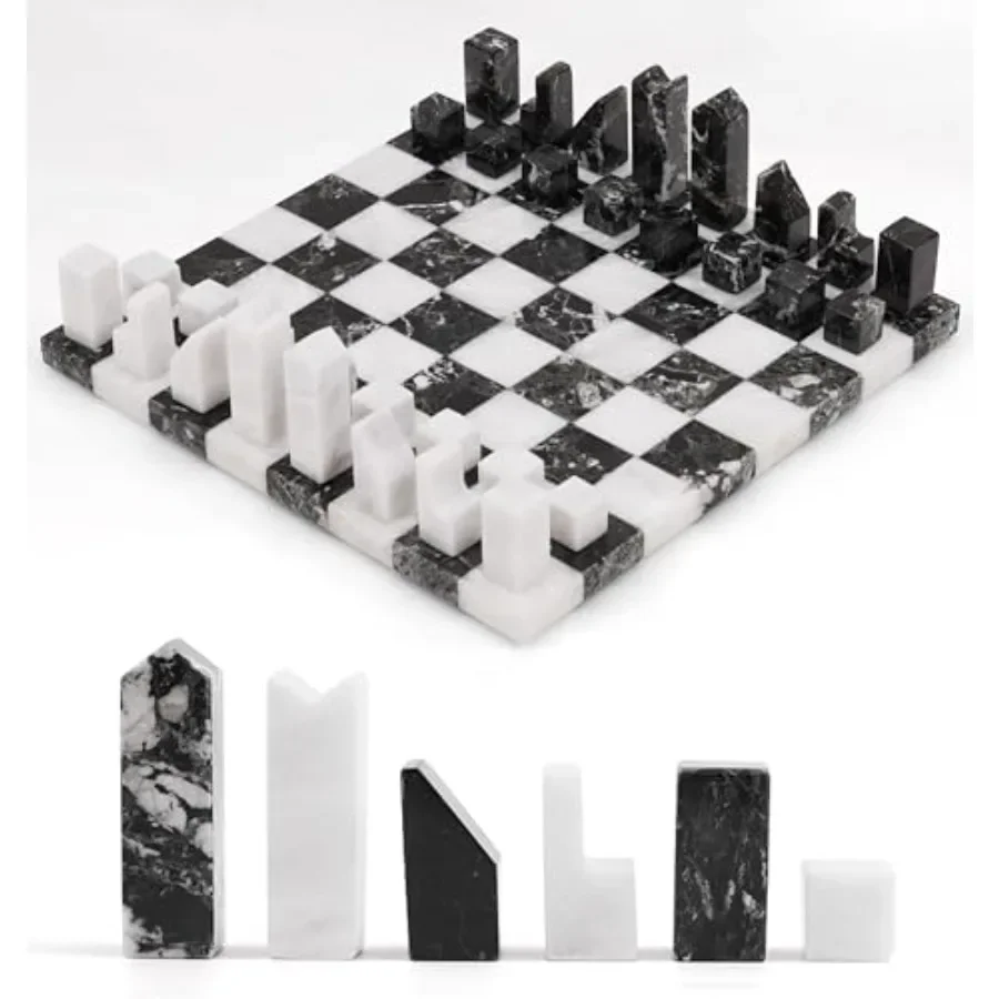 Coffee table chess set handcrafted borderless marble board with minimalist geometric pieces, white and black, luxury home decor
Coffee table chess set handcrafted borderless marble board with minimalist geometric pieces, white and black, luxury home decor