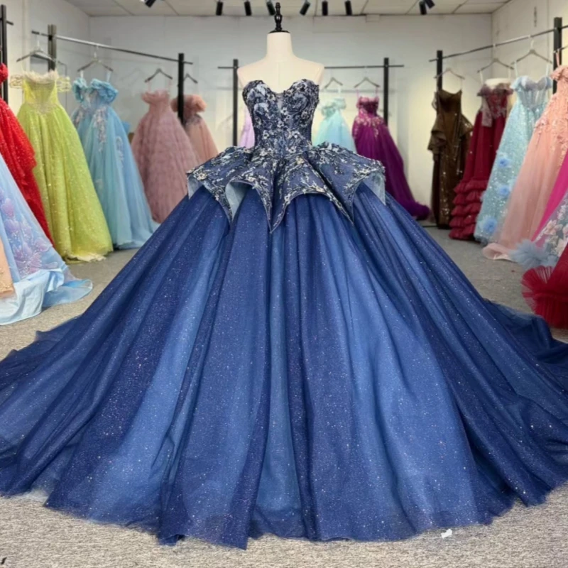 Темно-синие блестящие платья Quinceanera с открытыми плечами и блестками, аппликация, кружево, бисер, тюль, вечерние, день рождения, сладкое платье 16, Vestidos 15
Темно-синие блестящие платья Quinceanera с открытыми плечами и блестками, аппликация, кружево, бисер, тюль, вечерние, день рождения, сладкое платье 16, Vestidos 15