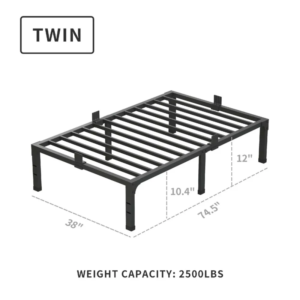 Twin 14 Inch Metal Platform Full Size Bed Frames, Heavy Duty Black Bed Frame With Steel Slats Support, No Box Spring Needed
Twin 14 Inch Metal Platform Full Size Bed Frames, Heavy Duty Black Bed Frame With Steel Slats Support, No Box Spring Needed