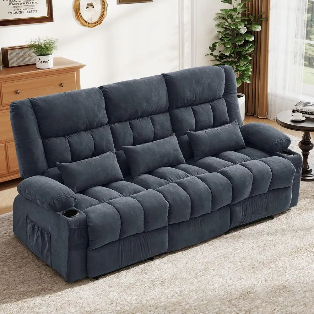 3-Seat Living Room Sofa Recliner with Cup Holders and Side Pockets
3-Seat Living Room Sofa Recliner with Cup Holders and Side Pockets