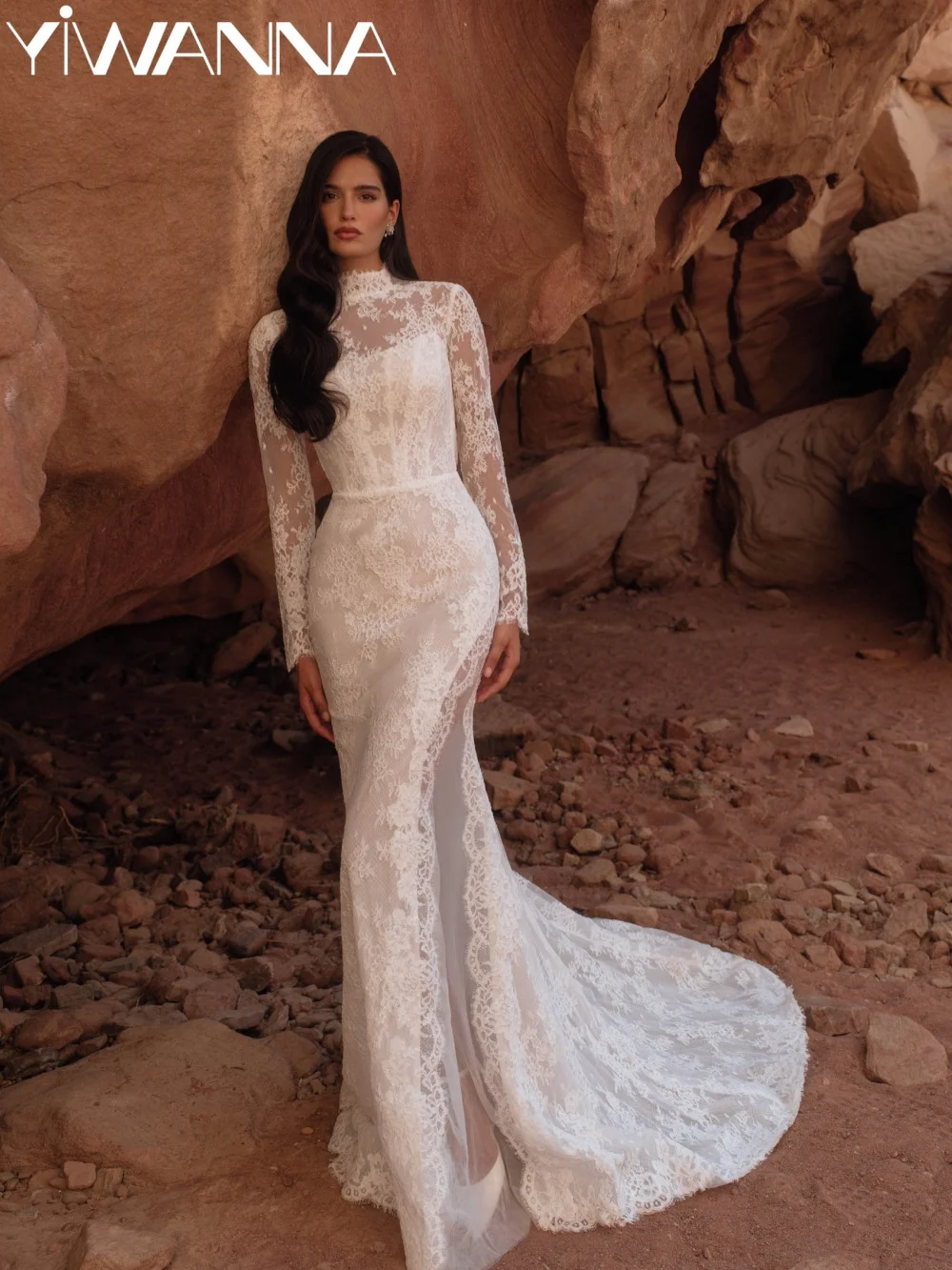 Ivory Lace Mermaid Wedding Dress Modest High Collar Long Sleeve Bridal Gown Customized Charming Floor-length Dresses For Bride
Ivory Lace Mermaid Wedding Dress Modest High Collar Long Sleeve Bridal Gown Customized Charming Floor-length Dresses For Bride