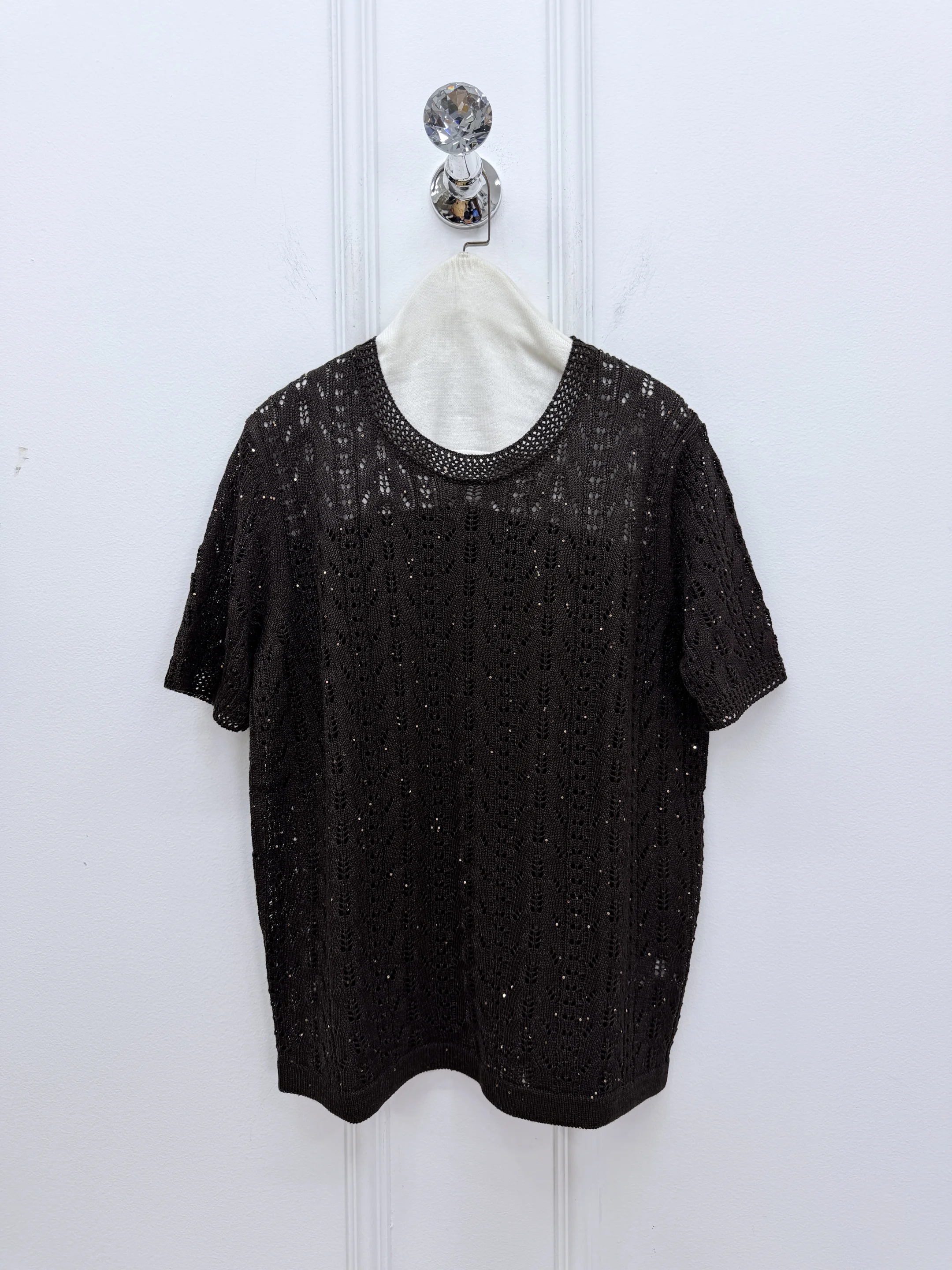 2026 Spring/Summer New Arrival: High-Quality Women'S Short-Sleeve Knit Top Featuring Sequin Yarn And Openwork Design
2026 Spring/Summer New Arrival: High-Quality Women'S Short-Sleeve Knit Top Featuring Sequin Yarn And Openwork Design