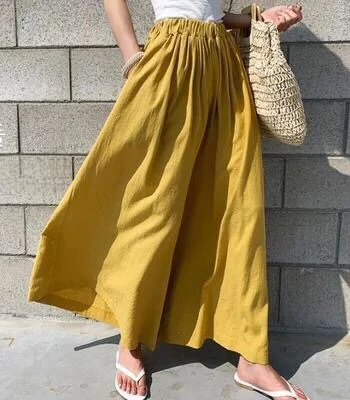 High Waist A-Line Fairy Skirt Wide Leg Cotton Linen Loose Fit Spring Summer Briti Sle Long Skirt Pure Color Commute
High Waist A-Line Fairy Skirt Wide Leg Cotton Linen Loose Fit Spring Summer Briti Sle Long Skirt Pure Color Commute