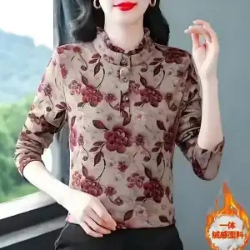 Женский пуловер с длинными рукавами, бархатная утолщенная футболка с воротником-грибком и принтом, топ
Женский пуловер с длинными рукавами, бархатная утолщенная футболка с воротником-грибком и принтом, топ