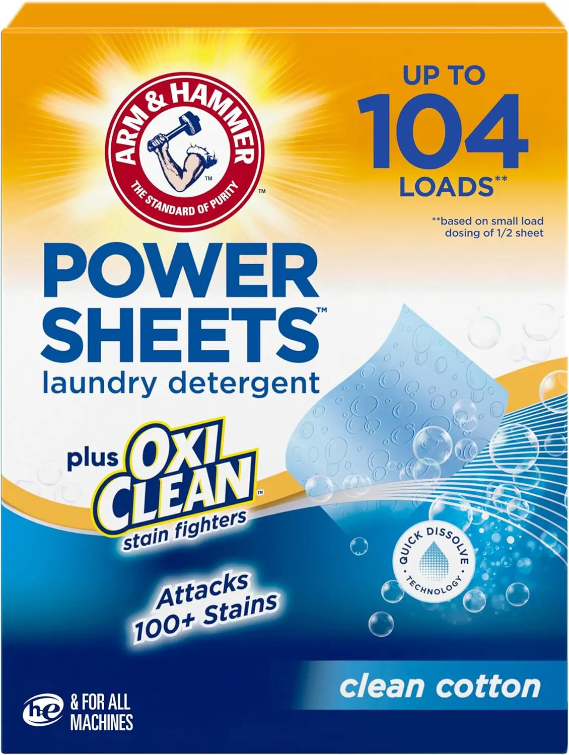 Laundry Detergent Sheets with OxiClean Stain Fighters, Clean Cotton Scent, 52 Count for 104 Medium Loads
Laundry Detergent Sheets with OxiClean Stain Fighters, Clean Cotton Scent, 52 Count for 104 Medium Loads