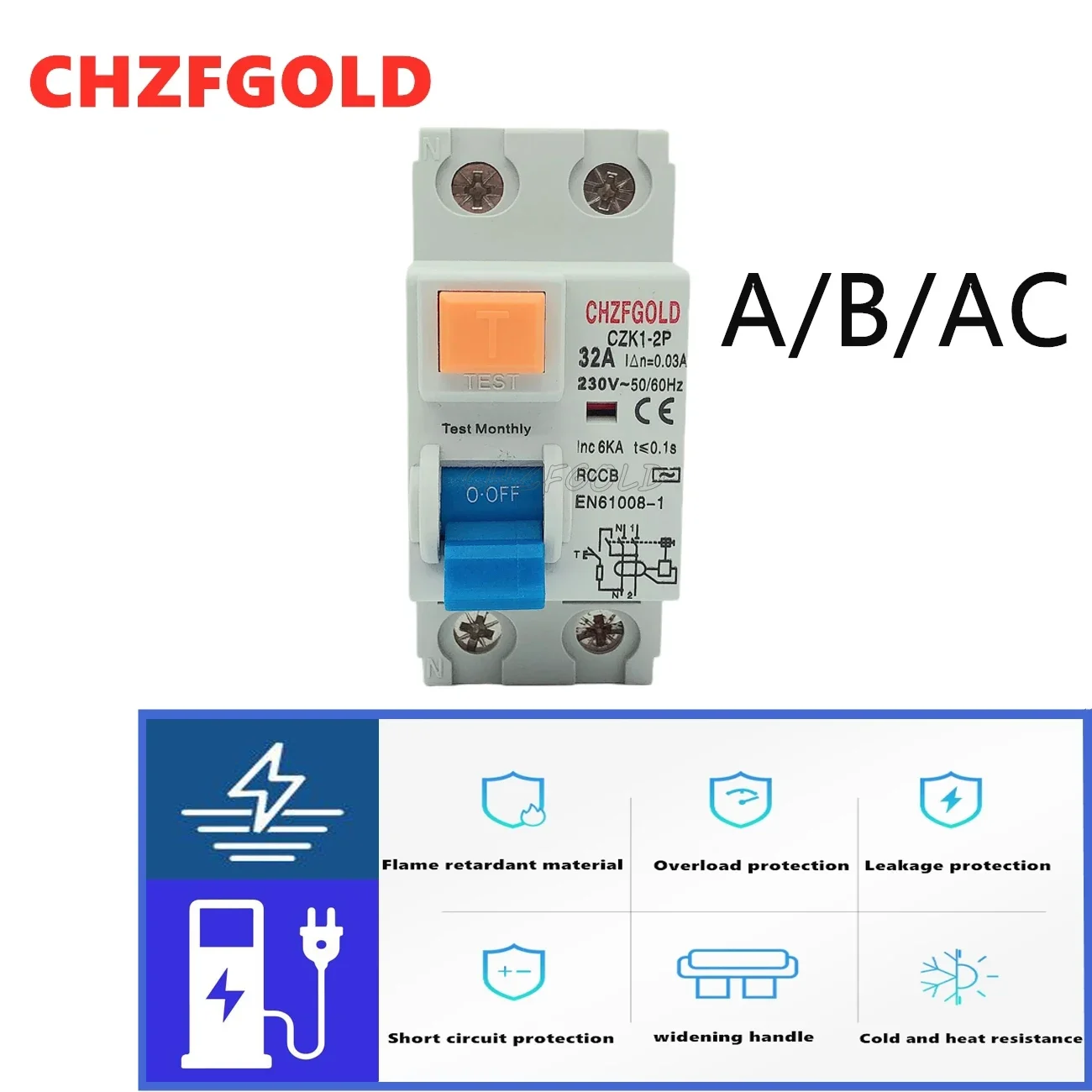 CHZFGOLD CZK1 RCCB 3- 2P 16A 25A 32A 40A 63A 80A 100AResidual Current Circuit Breaker Red copper Silver conta ac110v 240 v30MA
CHZFGOLD CZK1 RCCB 3- 2P 16A 25A 32A 40A 63A 80A 100AResidual Current Circuit Breaker Red copper Silver conta ac110v 240 v30MA