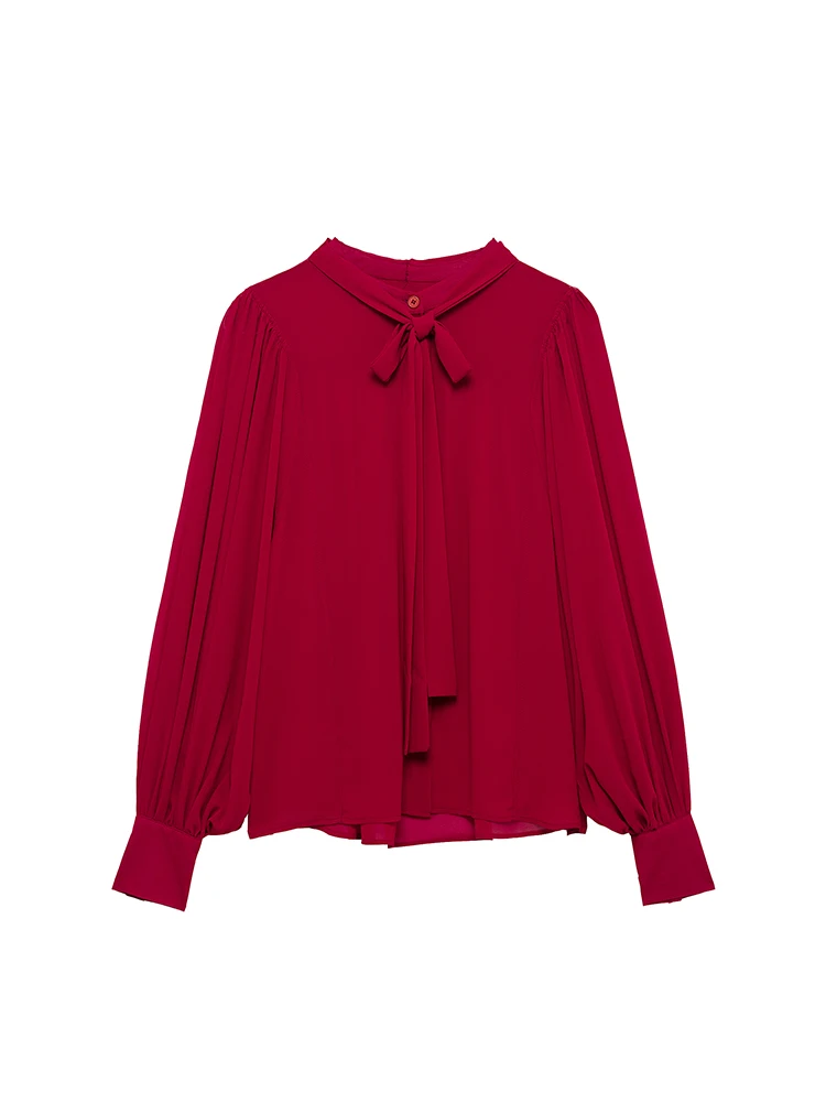 SIYANG Women Fashion Red Bow Lace Up Pleated Single Breasted Blouse Vintage O-Neck Long Sleeves Female Chic Lady Shirts
SIYANG Women Fashion Red Bow Lace Up Pleated Single Breasted Blouse Vintage O-Neck Long Sleeves Female Chic Lady Shirts