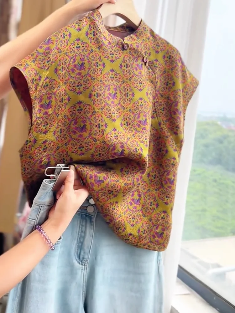 New Chinese Style Retro Sleeveless Floral Print Top plus Size Fashionable Versatile Slimming Summer 2025 Commute Style Loose Fit
New Chinese Style Retro Sleeveless Floral Print Top plus Size Fashionable Versatile Slimming Summer 2025 Commute Style Loose Fit