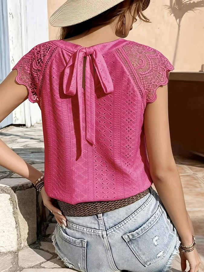 Women's Plain Hollow Out Lace Back Crop Top, Elegant Casual Open Back Top for Daily Outdoor Wear, Ladies Clothes for Summer
Women's Plain Hollow Out Lace Back Crop Top, Elegant Casual Open Back Top for Daily Outdoor Wear, Ladies Clothes for Summer
