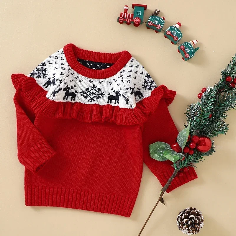 Baby Sweaters Christmas Deer Boy Girl Ruffled Knitted Pullover Warm Sweaters Kids Clothes Autumn Winter Children Xmas Clothes
Baby Sweaters Christmas Deer Boy Girl Ruffled Knitted Pullover Warm Sweaters Kids Clothes Autumn Winter Children Xmas Clothes