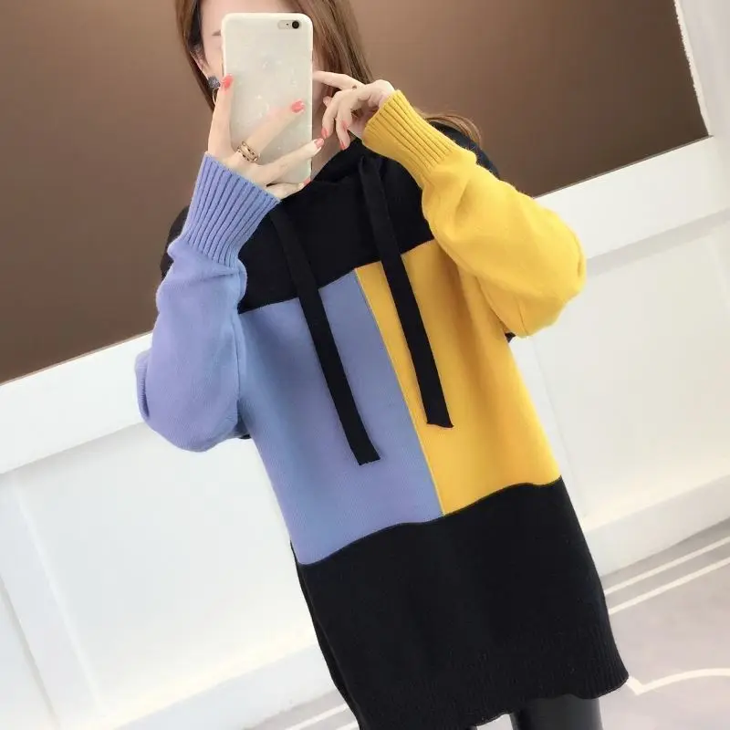 Fashion Hooded Spliced Casual Color Sweaters Female Clothing 2023 Winter Loose All-match Pullovers Knitted Korean Tops
Fashion Hooded Spliced Casual Color Sweaters Female Clothing 2023 Winter Loose All-match Pullovers Knitted Korean Tops