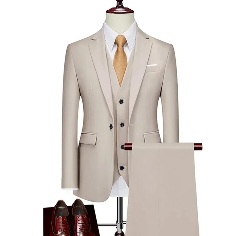 2023 Fashion New Men Casual Boutique Slim One Button Solid Color Business Wedding Suit 3 Pcs Set Dress Blazers Jacket Pants Vest
2023 Fashion New Men Casual Boutique Slim One Button Solid Color Business Wedding Suit 3 Pcs Set Dress Blazers Jacket Pants Vest