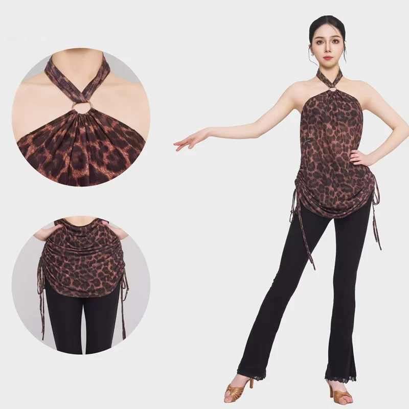 Adults Sexy Halter Leopard Latin Dance Top Women Backless Latin Tops Female Ballroom Dance Drawstring Top Practice Wear SL12942
Adults Sexy Halter Leopard Latin Dance Top Women Backless Latin Tops Female Ballroom Dance Drawstring Top Practice Wear SL12942