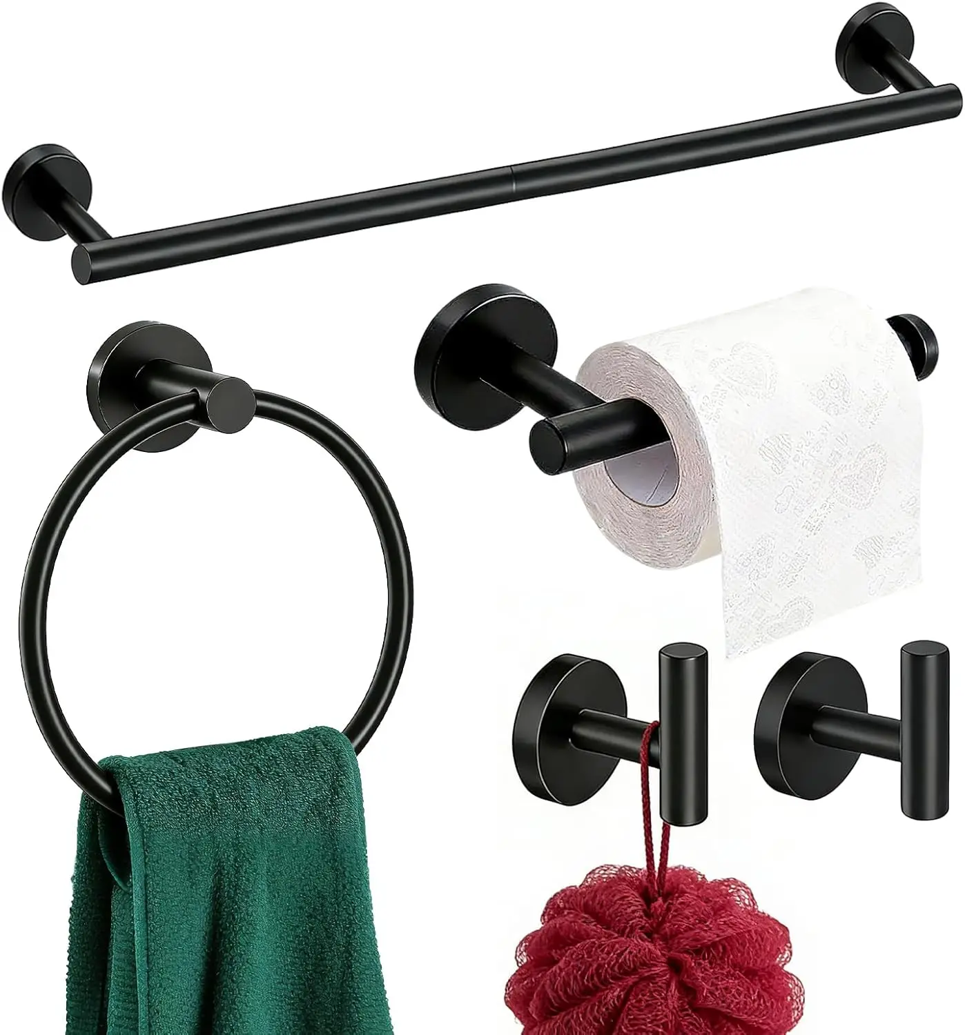 Matte Black 24in Bathroom Hardware Set, Stainless Steel Towel Bar with Ring and Hooks, Wall Mounted Toilet Paper Holder for
Matte Black 24in Bathroom Hardware Set, Stainless Steel Towel Bar with Ring and Hooks, Wall Mounted Toilet Paper Holder for