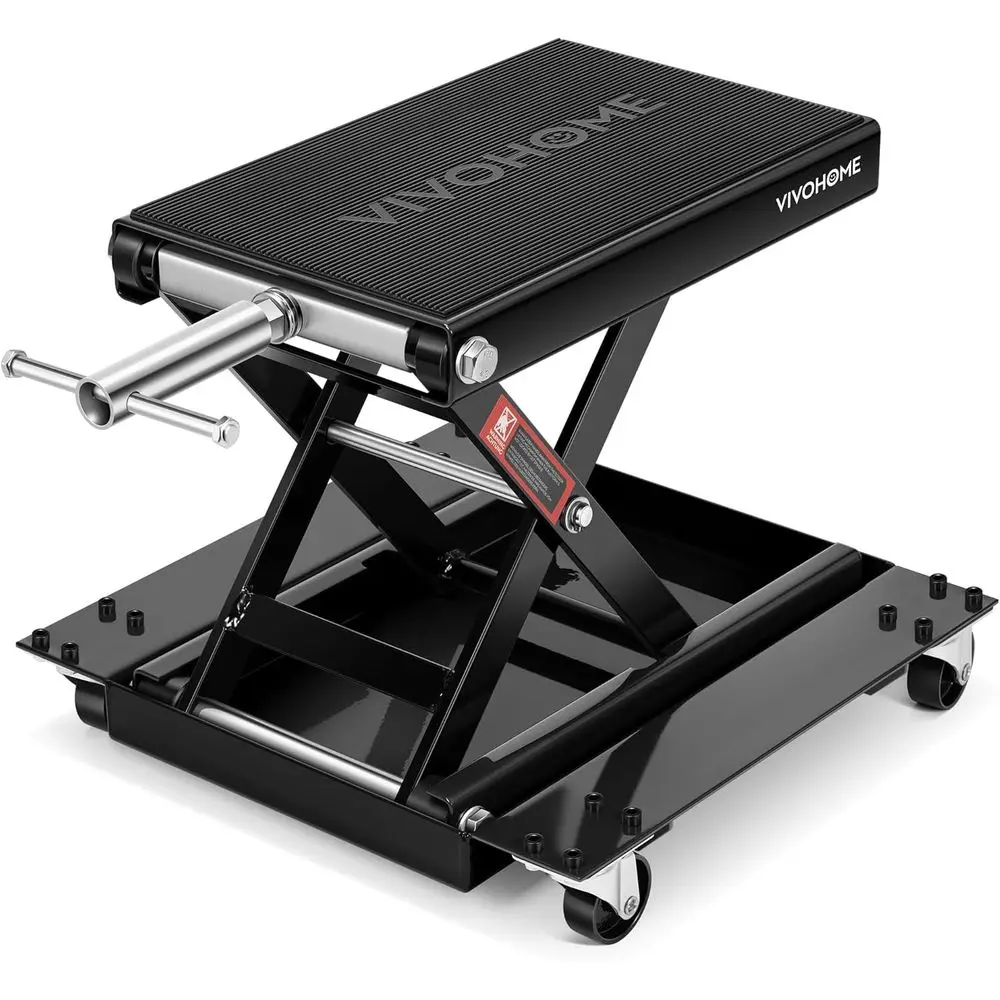 1100 lbs Capacity Steel Wide Deck Motorcycle Scissor Lift Stand with Dolly Wheels and Hand Crank for Garage Repair and Maintenan
1100 lbs Capacity Steel Wide Deck Motorcycle Scissor Lift Stand with Dolly Wheels and Hand Crank for Garage Repair and Maintenan