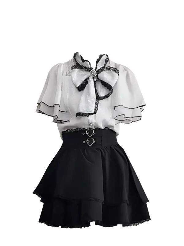 plus Size Women's Vintage Lace Patchwork Knot Shirt Summer New High Waist Skirt Two-Piece Set Casual Style Sho...
plus Size Women's Vintage Lace Patchwork Knot Shirt Summer New High Waist Skirt Two-Piece Set Casual Style Sho...