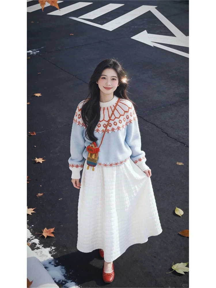 Retro Color Blo Women's Suit Vintage High Waist Skirt Long Sve Knitted Top Spring Faion Set High Quali Ele Feel
Retro Color Blo Women's Suit Vintage High Waist Skirt Long Sve Knitted Top Spring Faion Set High Quali Ele Feel