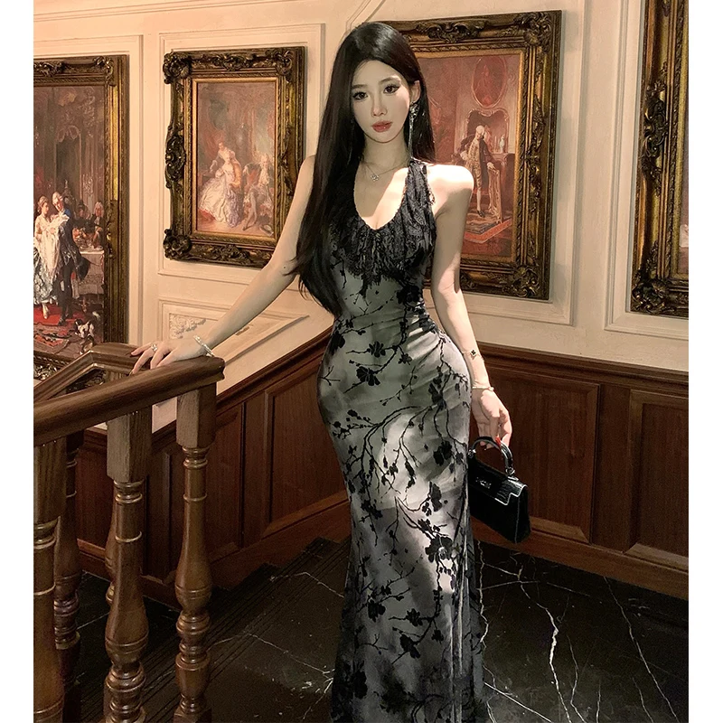 Women's Vintage Elegant Tie-dye Purple Evening Dress Lace Ruffed Vest Bodycon Mermaid Cocktail Dress Party Prom Aesthetics Robe
Women's Vintage Elegant Tie-dye Purple Evening Dress Lace Ruffed Vest Bodycon Mermaid Cocktail Dress Party Prom Aesthetics Robe