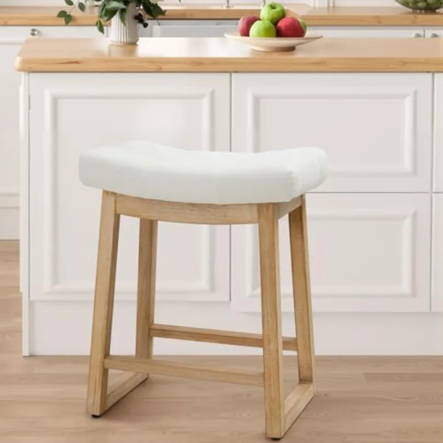 24 Inch Counter Height Bar Stool, Backless Upholstered Bar Stool with Wood Legs, Modern Farmhouse Saddle Stool for Kitchen Isla
24 Inch Counter Height Bar Stool, Backless Upholstered Bar Stool with Wood Legs, Modern Farmhouse Saddle Stool for Kitchen Isla