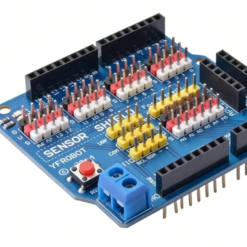 Sensor Shield UNO R3 V5.0 Electronic Building Block Expansion Board for Arduino UNO R3 Compatible with Arduino UNO R3
Sensor Shield UNO R3 V5.0 Electronic Building Block Expansion Board for Arduino UNO R3 Compatible with Arduino UNO R3