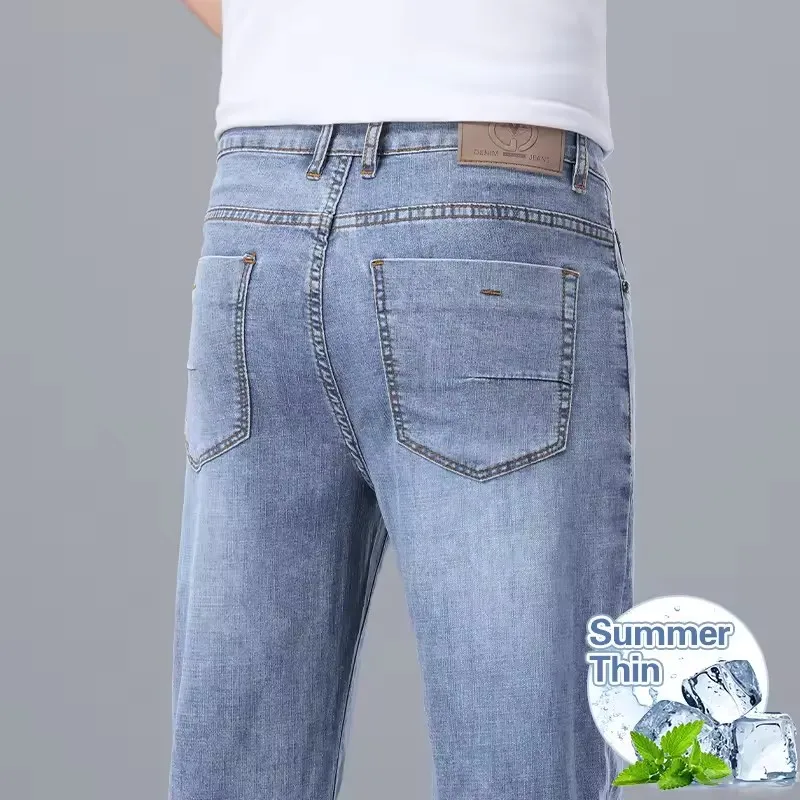 Men's Light Blue Thin Jeans Spring Summer Fashion Elastic Straight Denim Casual Work Business Trousers Brand Clothes
Men's Light Blue Thin Jeans Spring Summer Fashion Elastic Straight Denim Casual Work Business Trousers Brand Clothes