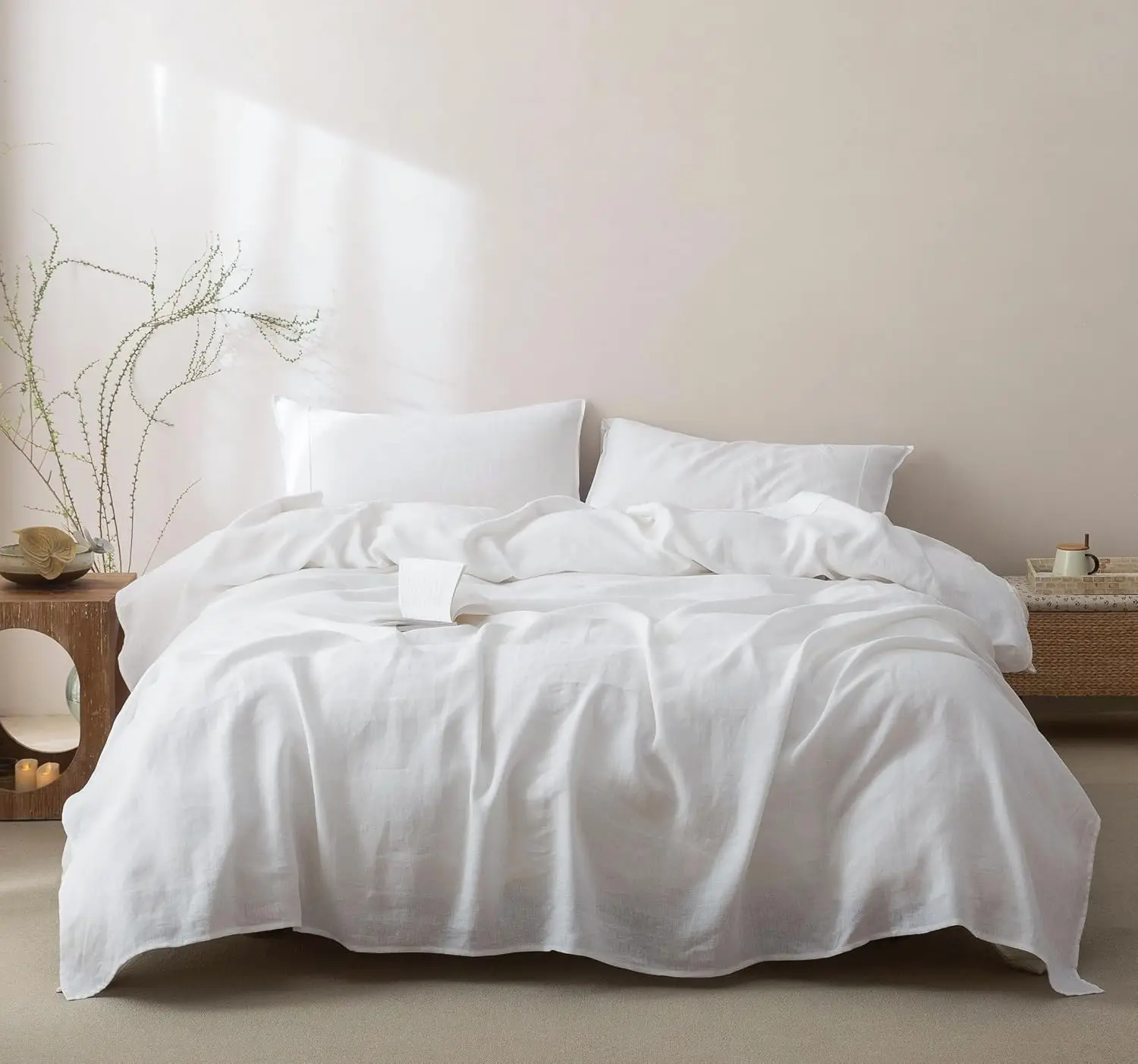 French Linen Sheets Set California King Size, 16 Inch Deep Pocket, All-Season Breathable Bedding for Hot Sleepers, 4-Piece
French Linen Sheets Set California King Size, 16 Inch Deep Pocket, All-Season Breathable Bedding for Hot Sleepers, 4-Piece