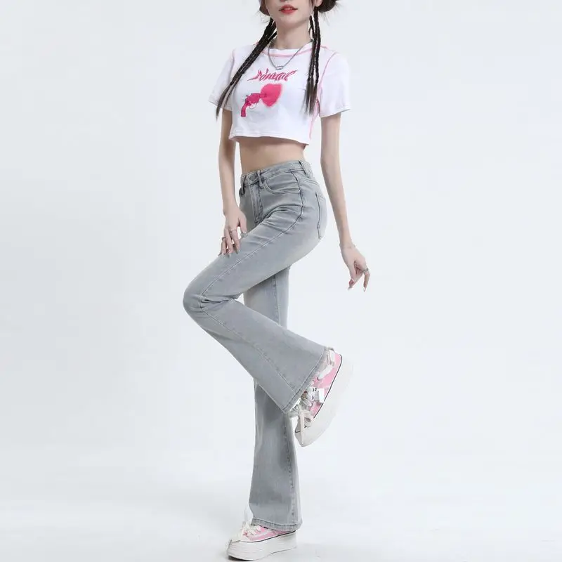Light Wa American Sle Micro Flared Denim Jeans Women's High Waist Slim Fit Elastic Small Size Waed Blue Hoof Pants
Light Wa American Sle Micro Flared Denim Jeans Women's High Waist Slim Fit Elastic Small Size Waed Blue Hoof Pants