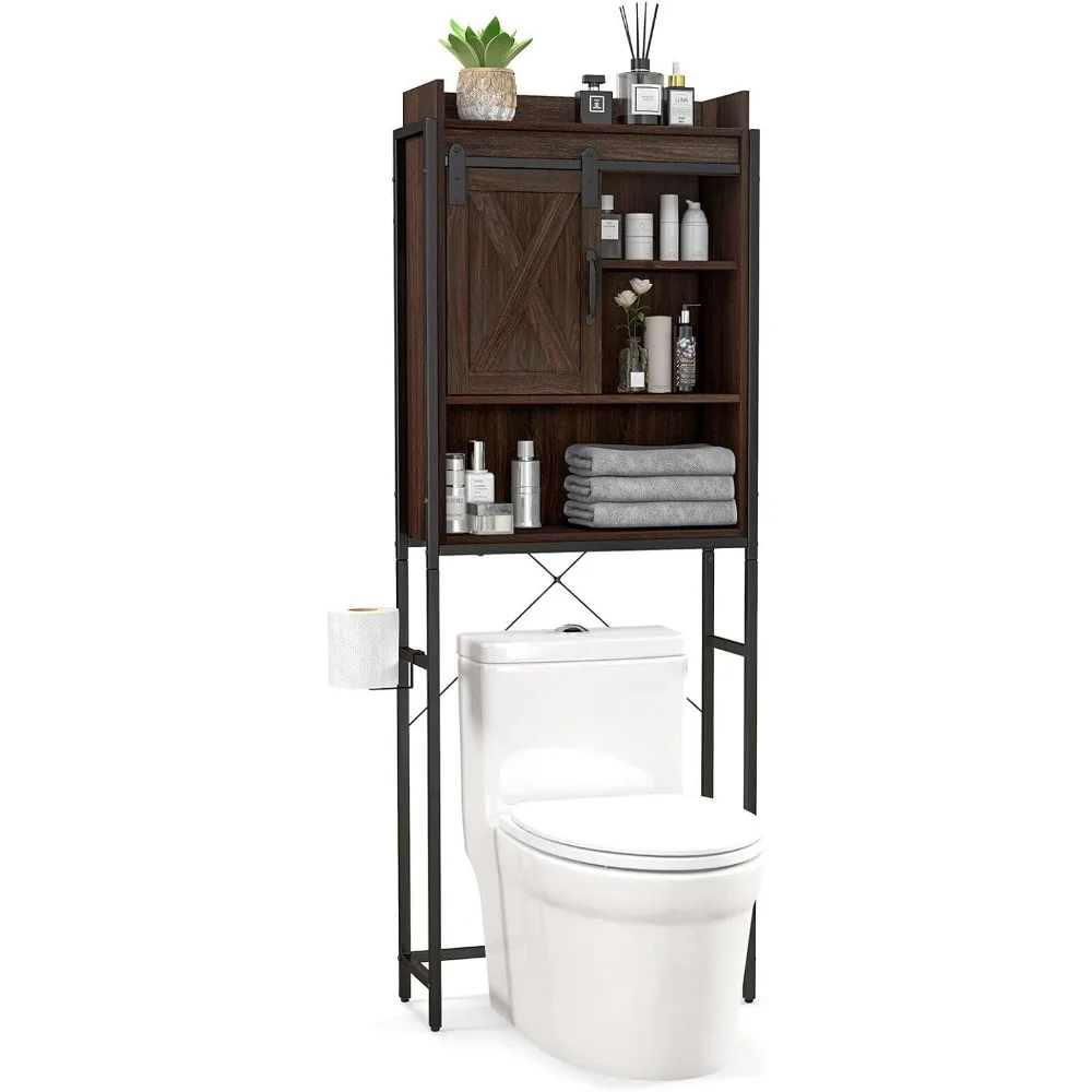 Over The Toilet Storage Cabinet, Freestanding Bathroom Space Saver with Adjustable Shelves & Sliding Barn Door, 4-Tier Over
Over The Toilet Storage Cabinet, Freestanding Bathroom Space Saver with Adjustable Shelves & Sliding Barn Door, 4-Tier Over
