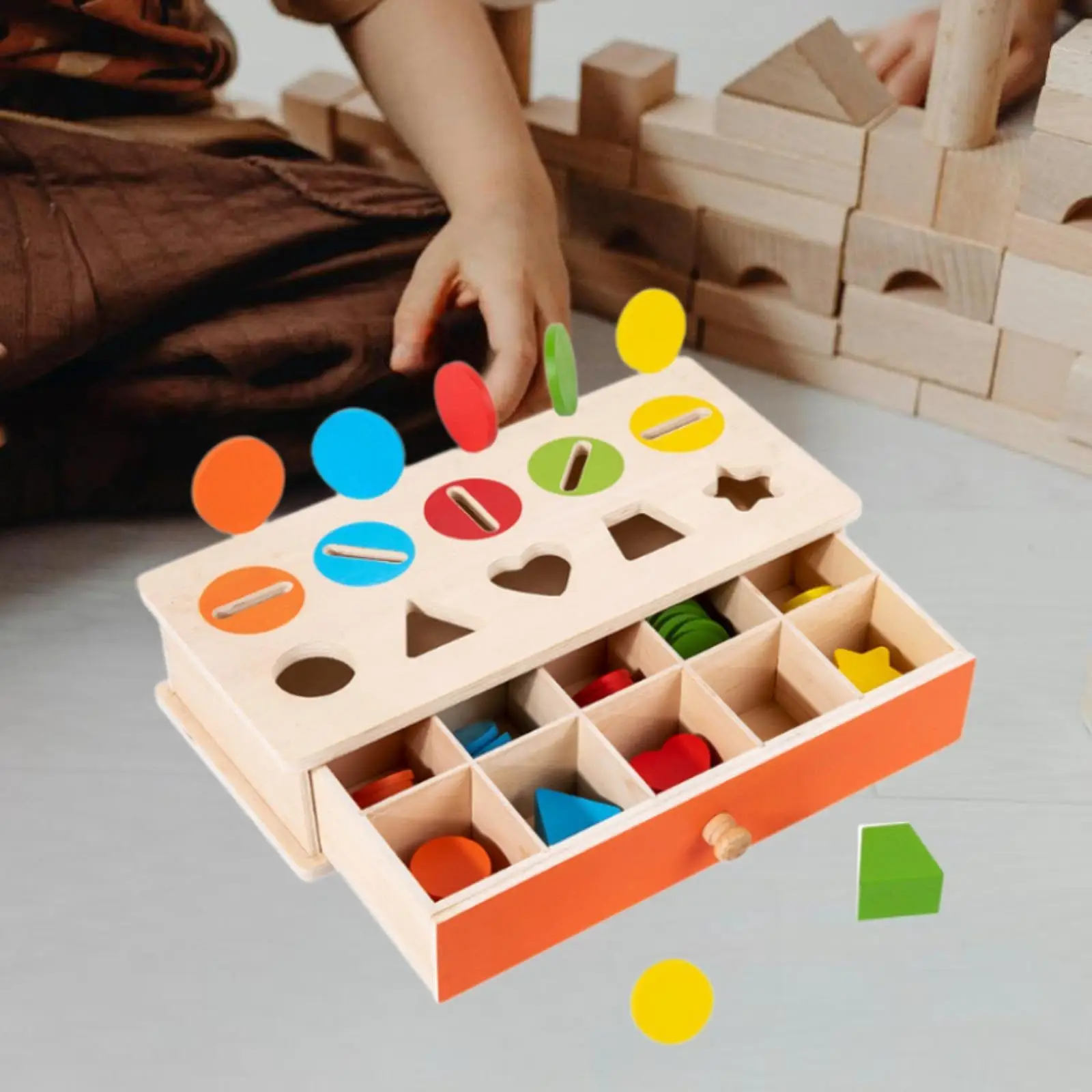 Wooden Color and Shape Sorter Box, Geometric Matching Blocks Sensory Toy for Boys Girls
Wooden Color and Shape Sorter Box, Geometric Matching Blocks Sensory Toy for Boys Girls