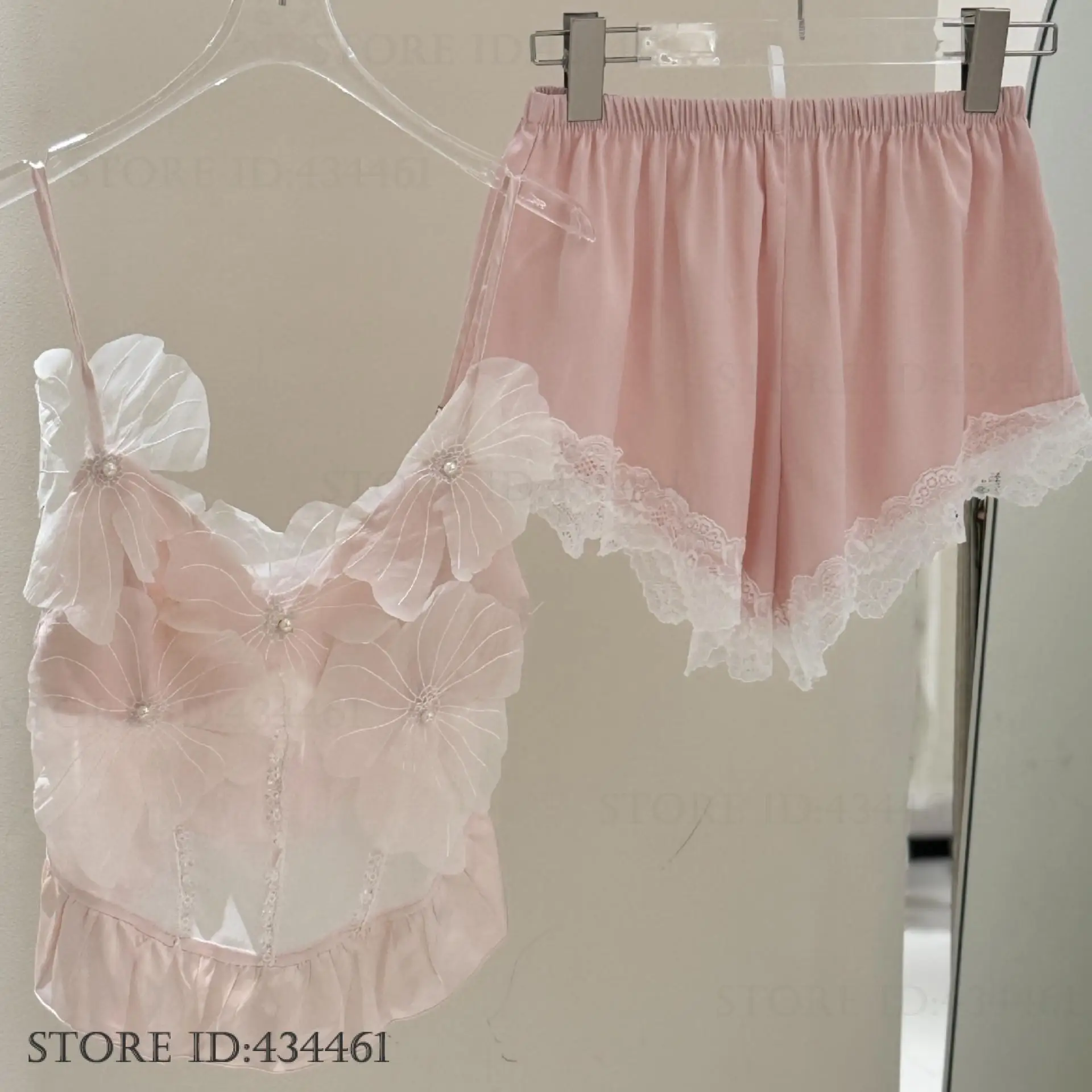 Summer Pijama Mujer Sweet Sexy Lace Flower Perspective Lingerie Pajamas Set Young Girl Home Wear Underwear Ice Silk Loungewear
Summer Pijama Mujer Sweet Sexy Lace Flower Perspective Lingerie Pajamas Set Young Girl Home Wear Underwear Ice Silk Loungewear