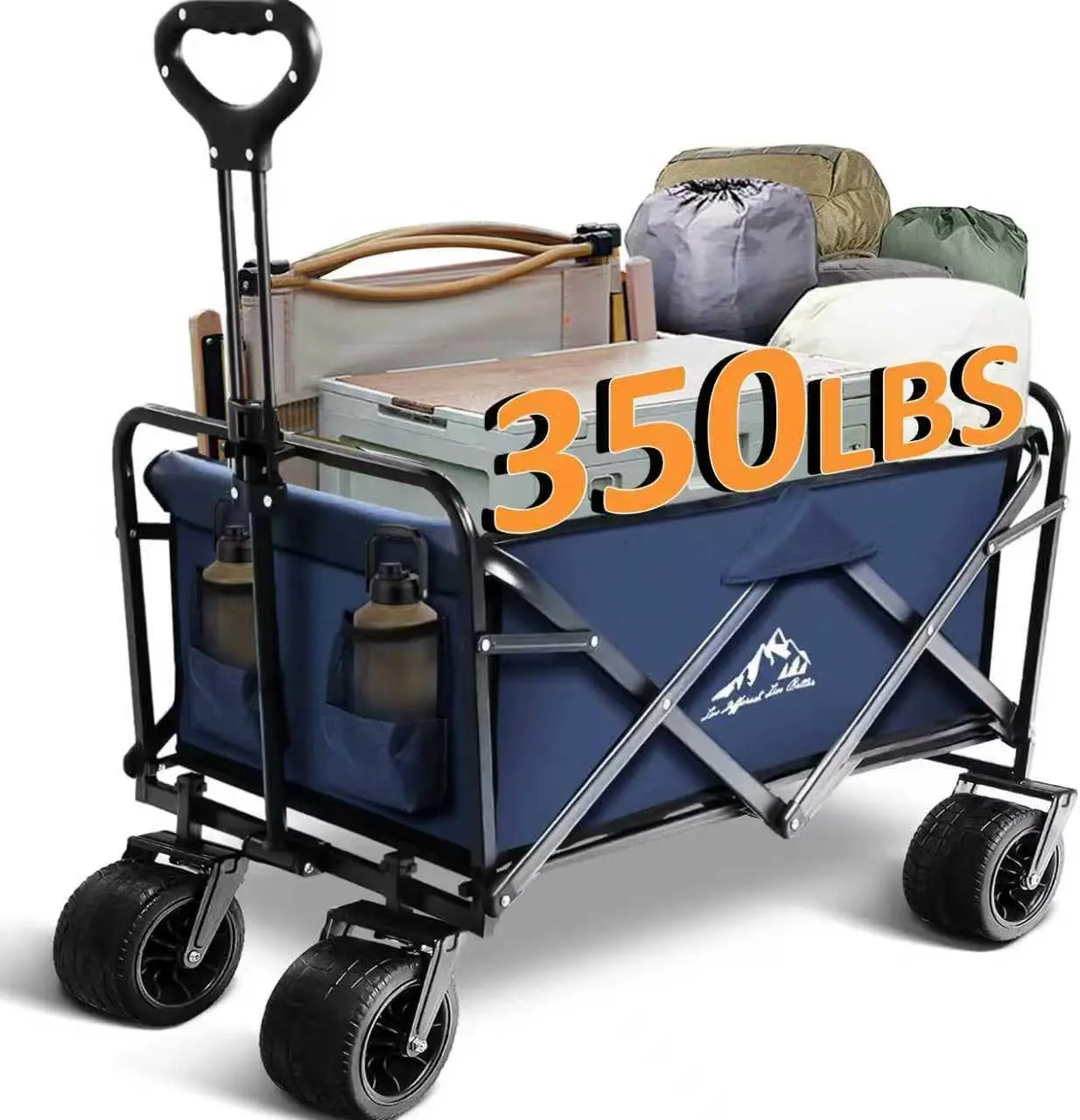 300lbs Foldable Utility Wagon with All-Terrain Wheels for Gardening, Camping, Beach, Blue
300lbs Foldable Utility Wagon with All-Terrain Wheels for Gardening, Camping, Beach, Blue