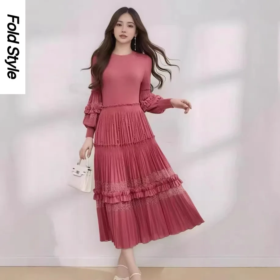 2025 Miyake плиссированное новое свободное платье, модная французская кружевная строчка, элегантная длинная юбка с темпераментом
2025 Miyake плиссированное новое свободное платье, модная французская кружевная строчка, элегантная длинная юбка с темпераментом