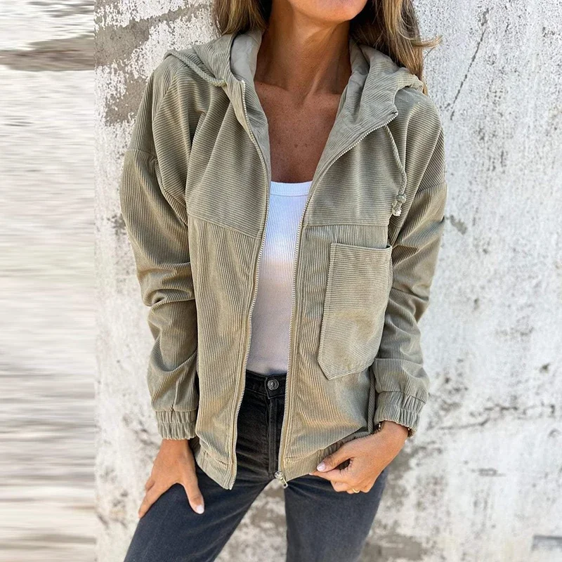 New Fall Winter Solid Color Hooded Jackets All Match Corduroy Vintage Hoodies Coats Women Casual Long Sleeve Zip-up Sweatshirt
New Fall Winter Solid Color Hooded Jackets All Match Corduroy Vintage Hoodies Coats Women Casual Long Sleeve Zip-up Sweatshirt