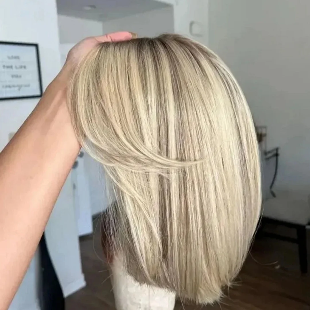 Women's Wig Short Bob Natural Straight Synthetic Lace Frontal Wigs With Bangs Fashion Highlight Light Blonde Full Wigs Daily Use
Women's Wig Short Bob Natural Straight Synthetic Lace Frontal Wigs With Bangs Fashion Highlight Light Blonde Full Wigs Daily Use