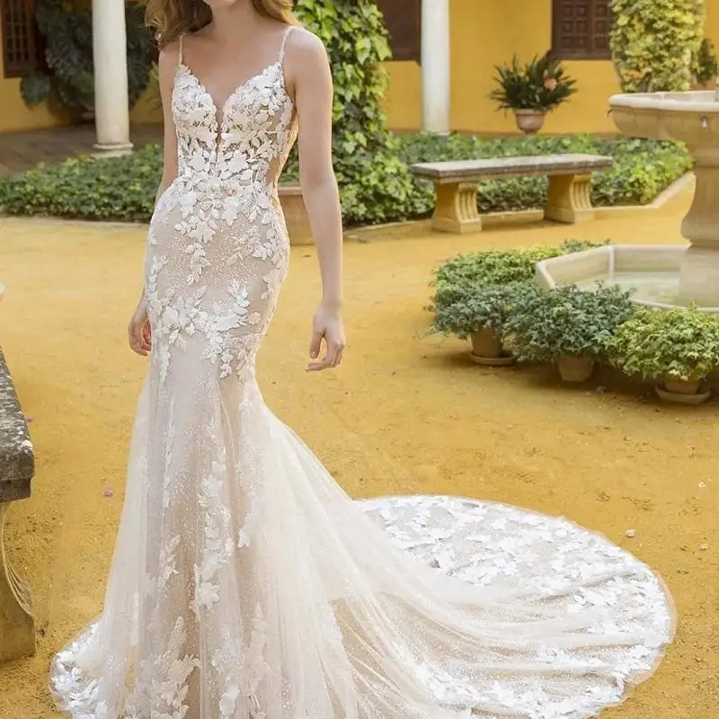 Customized ivory white Mermaid Lace Deep Sweetheart Spaghetti Strap Sleeveless Customized Bride Gowns Vestidos De 15 Años
Customized ivory white Mermaid Lace Deep Sweetheart Spaghetti Strap Sleeveless Customized Bride Gowns Vestidos De 15 Años