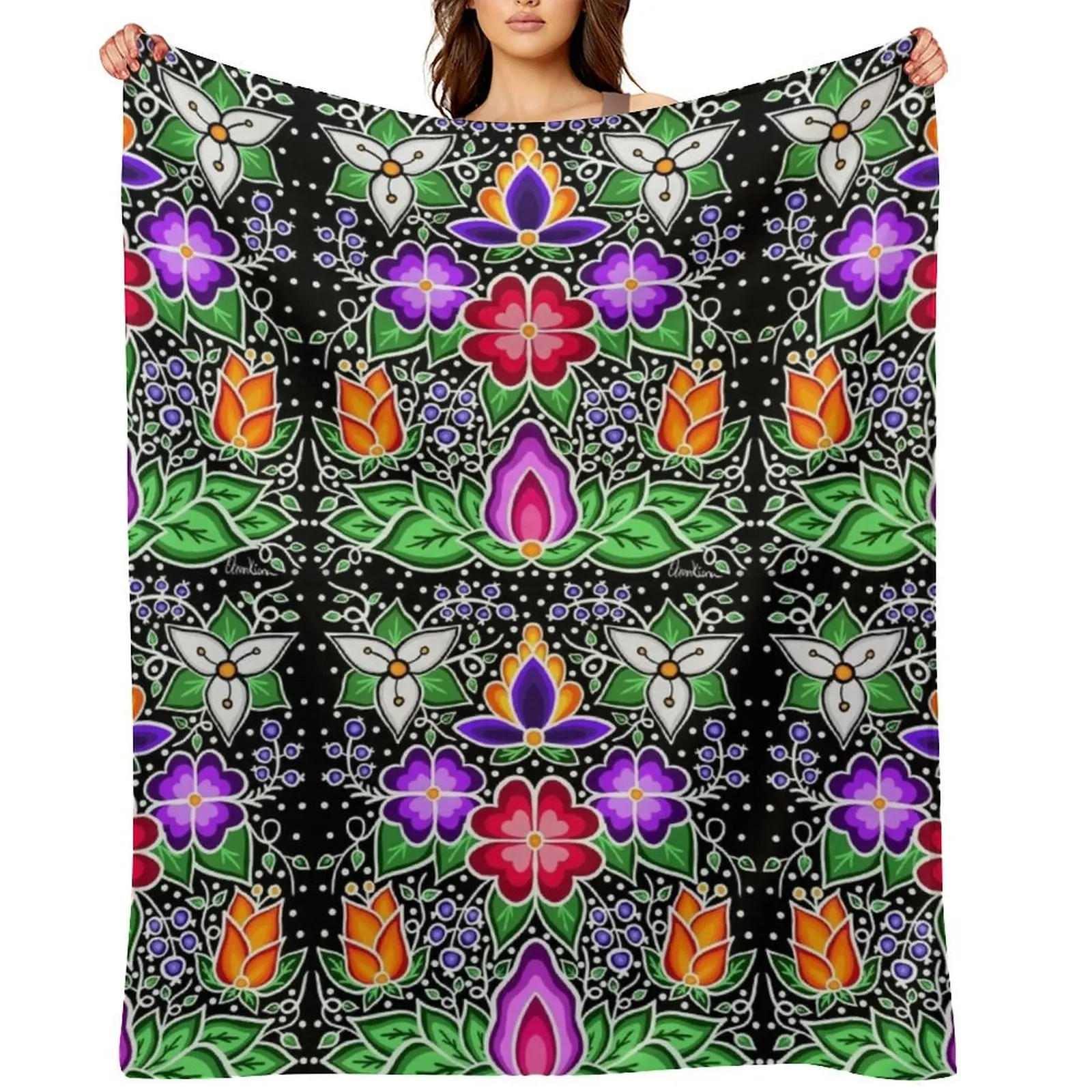 Ojibway Florals Throw Blanket Sofas Personalized Gift Camping Quilt Blankets
Ojibway Florals Throw Blanket Sofas Personalized Gift Camping Quilt Blankets