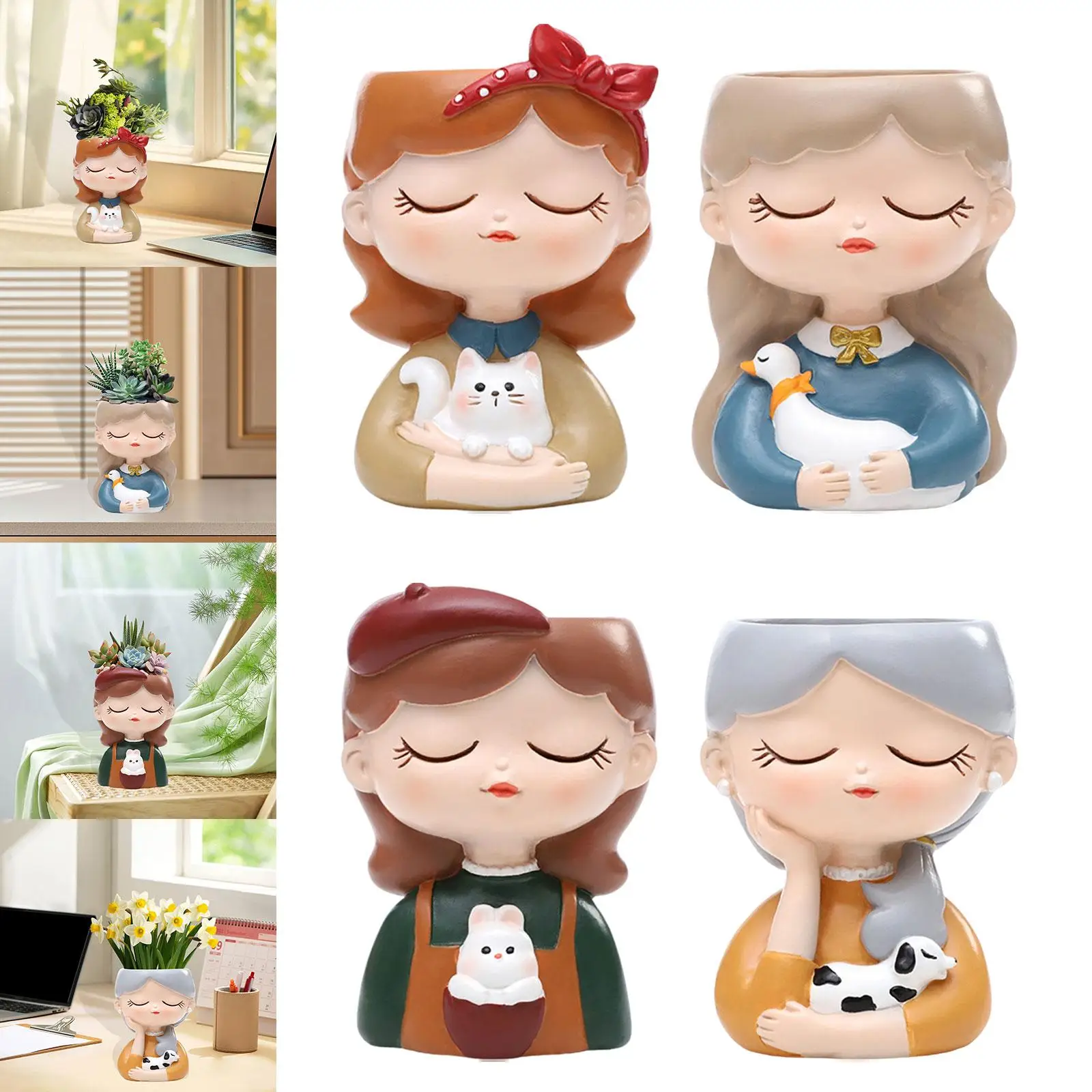 Girl Planter Pot Sculpture Garden Pot Decoration Decorative with Drainage Hole Flower Pot for Garden Office Desk Gift
Girl Planter Pot Sculpture Garden Pot Decoration Decorative with Drainage Hole Flower Pot for Garden Office Desk Gift