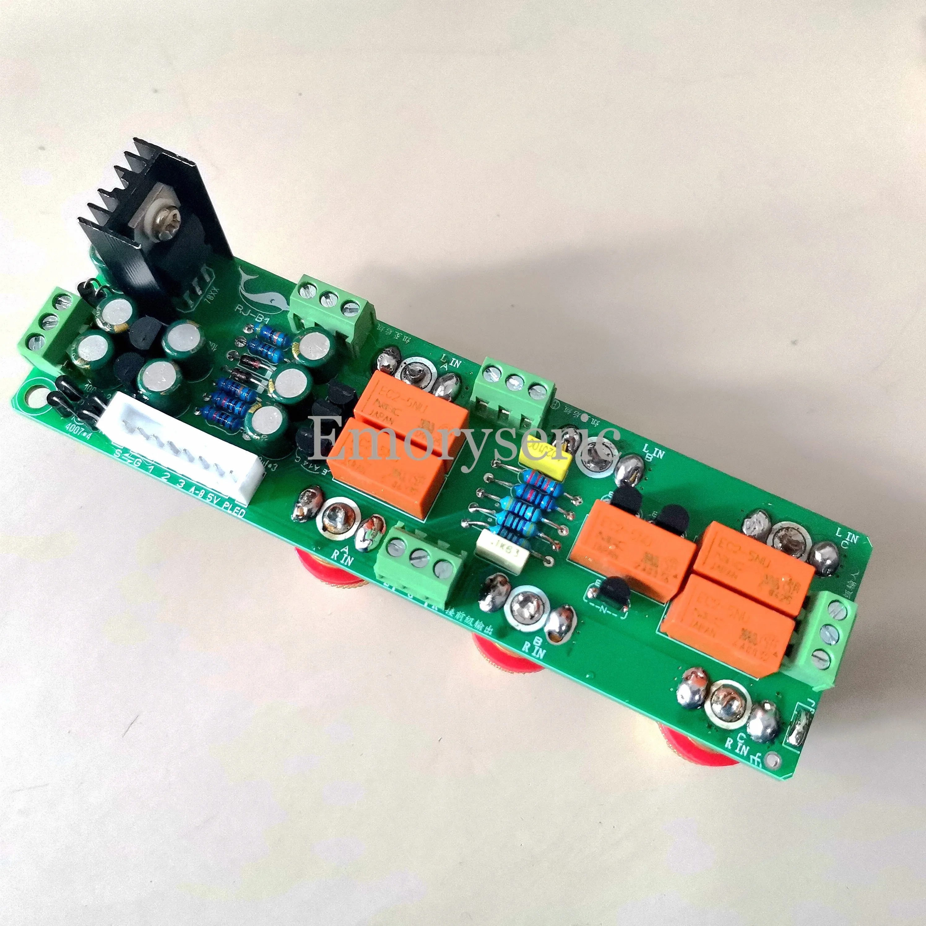 Audiophile Grade RCA Input Selector & Output Protection Board with CMC Gold Jacks