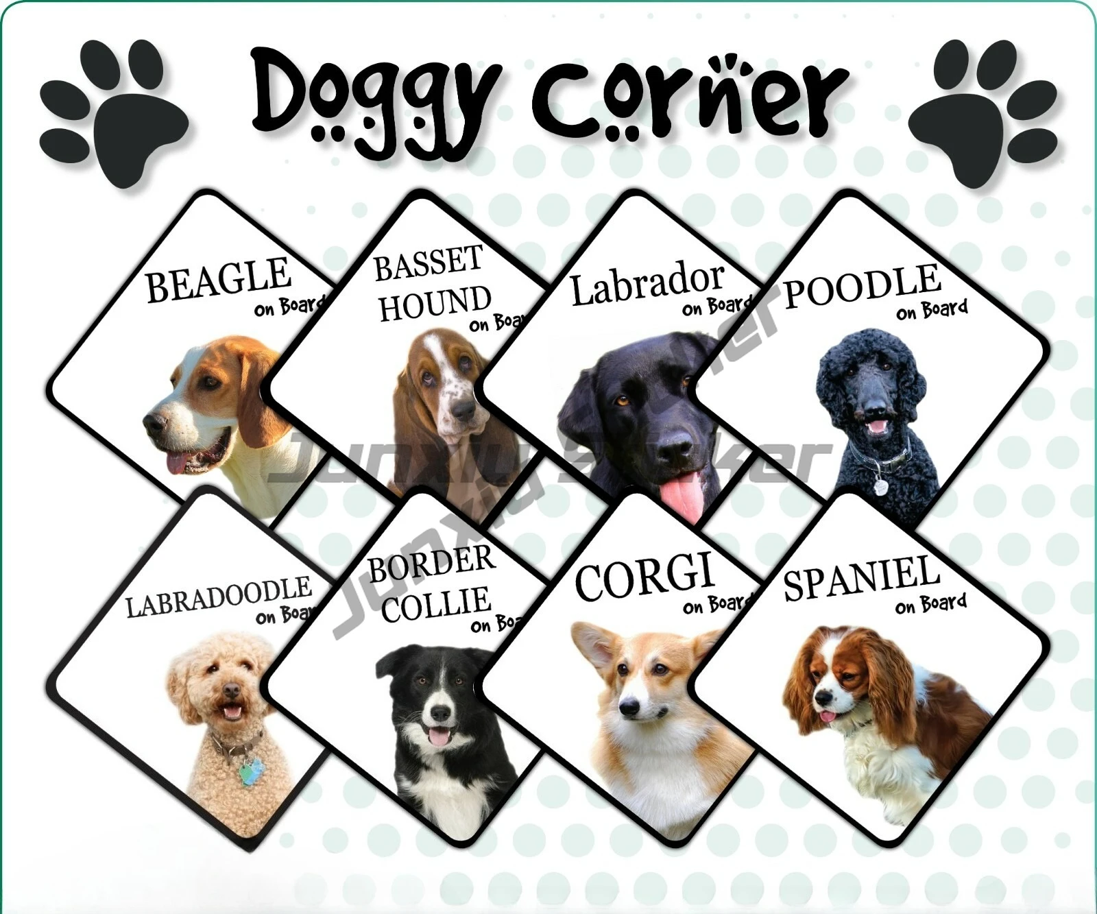 Dog on Board Car Sticker / Cup Sign Various Breeds Available
Dog on Board Car Sticker / Cup Sign Various Breeds Available