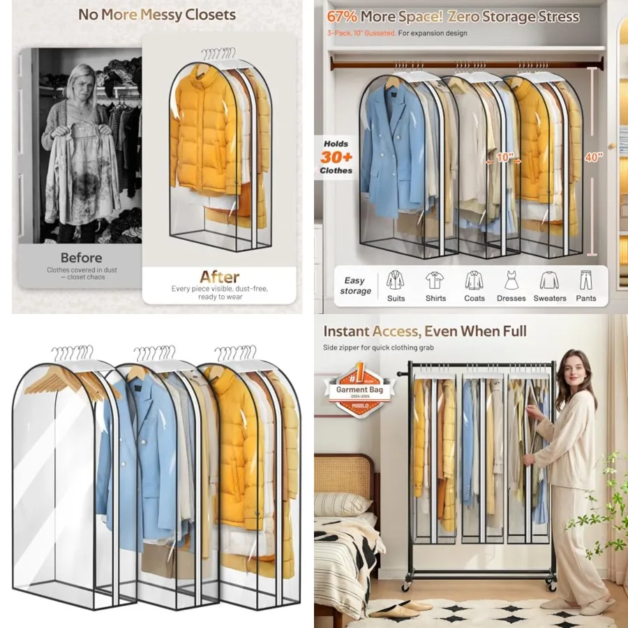 10" Gusseted All Clear Garment Bags for Hanging Clothes 3 Packs 40" Suit Bags for Closet Storage Hanging Clothes Storage Suit C
10" Gusseted All Clear Garment Bags for Hanging Clothes 3 Packs 40" Suit Bags for Closet Storage Hanging Clothes Storage Suit C