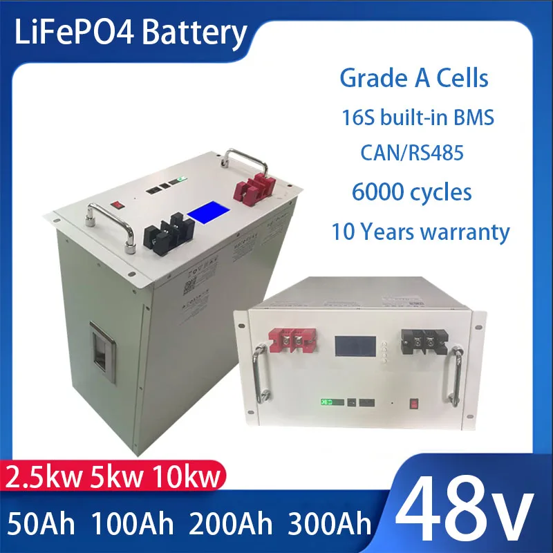 LiFePO4 48V 200Ah Battery Pack 51.2V 5KW 10KW 15KW Lithium Battery 6000+ Cycles for Home RV Solar Off-Grid 48V LiFePO4 NO Tax
LiFePO4 48V 200Ah Battery Pack 51.2V 5KW 10KW 15KW Lithium Battery 6000+ Cycles for Home RV Solar Off-Grid 48V LiFePO4 NO Tax