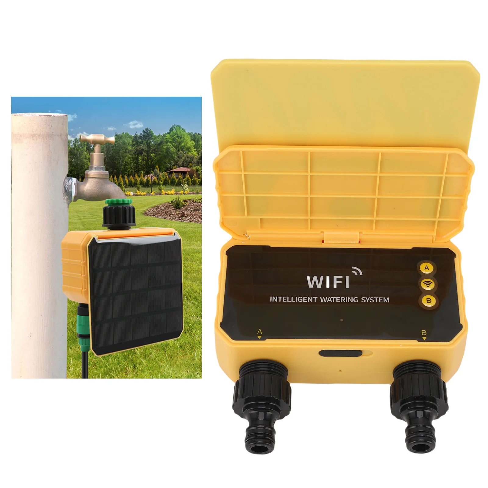 WiFi Solar Watering Timer 2 Outlets Automatic Irrigation Timer for Garden Yard Rain Sensing Function Automatic Water Timer
WiFi Solar Watering Timer 2 Outlets Automatic Irrigation Timer for Garden Yard Rain Sensing Function Automatic Water Timer