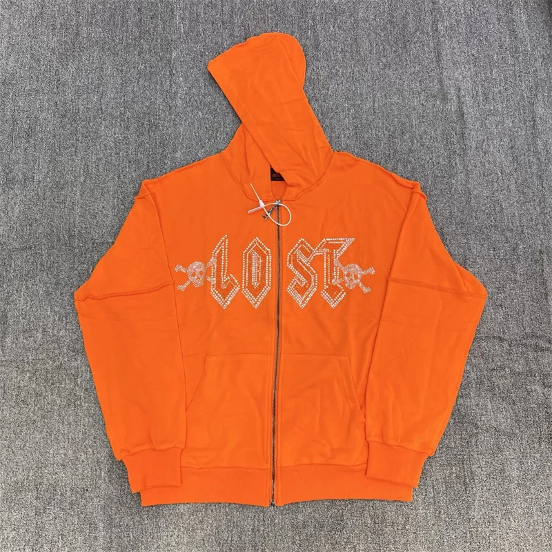 Lost Retro Ragged Washed Hot Diamond Splicing Embroidered Zipper Loose Sports Hoodie
Lost Retro Ragged Washed Hot Diamond Splicing Embroidered Zipper Loose Sports Hoodie
