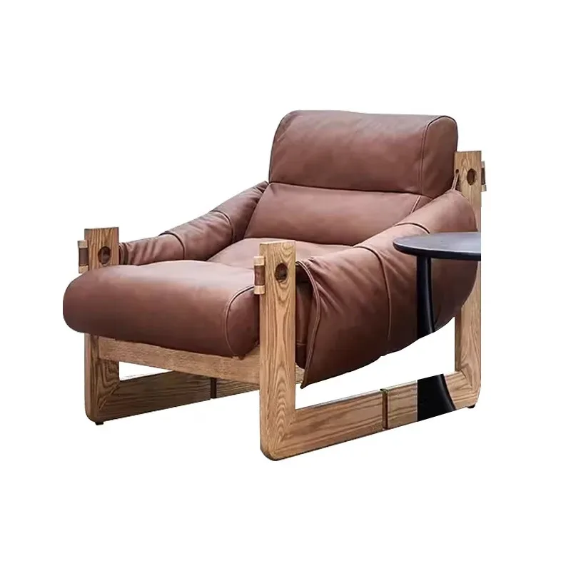 Medieval style solid wood leisure chair genuine leather Nordic single sofa retro recliner
Medieval style solid wood leisure chair genuine leather Nordic single sofa retro recliner