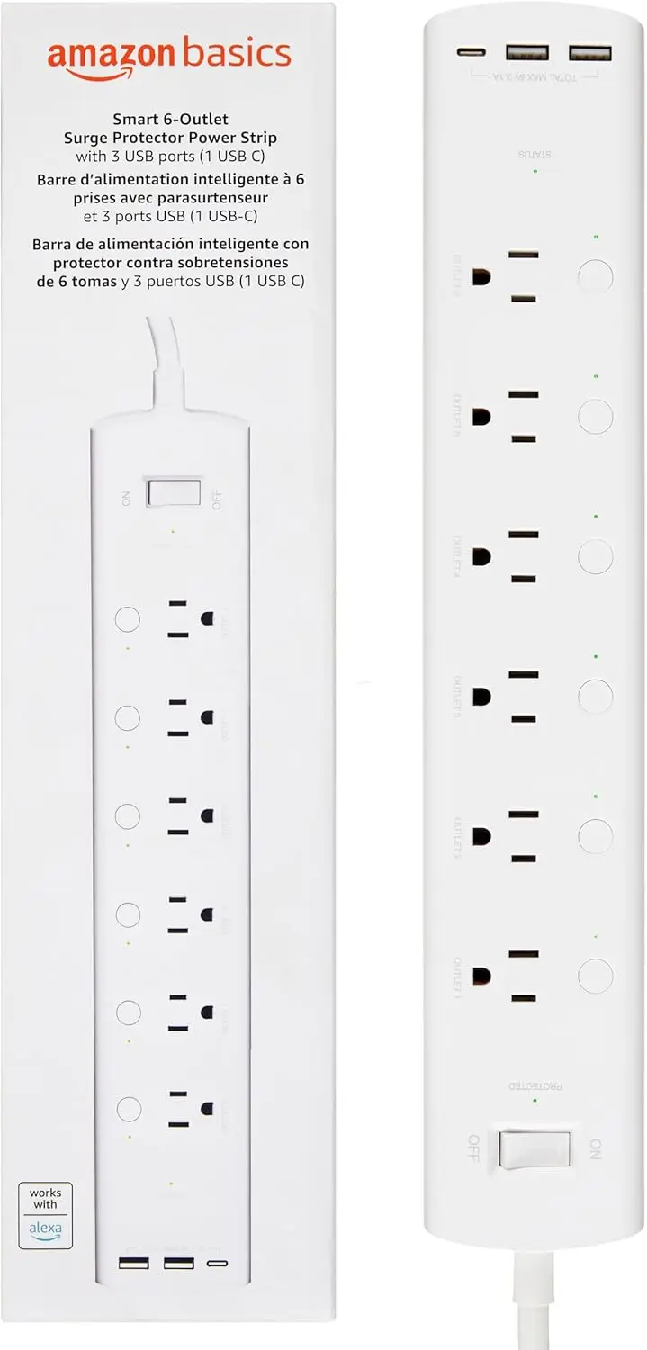 Умный удлинитель с 6 розетками и 3 USB-портами, совместимый с Alexa, концентратор не требуется, белый
Умный удлинитель с 6 розетками и 3 USB-портами, совместимый с Alexa, концентратор не требуется, белый