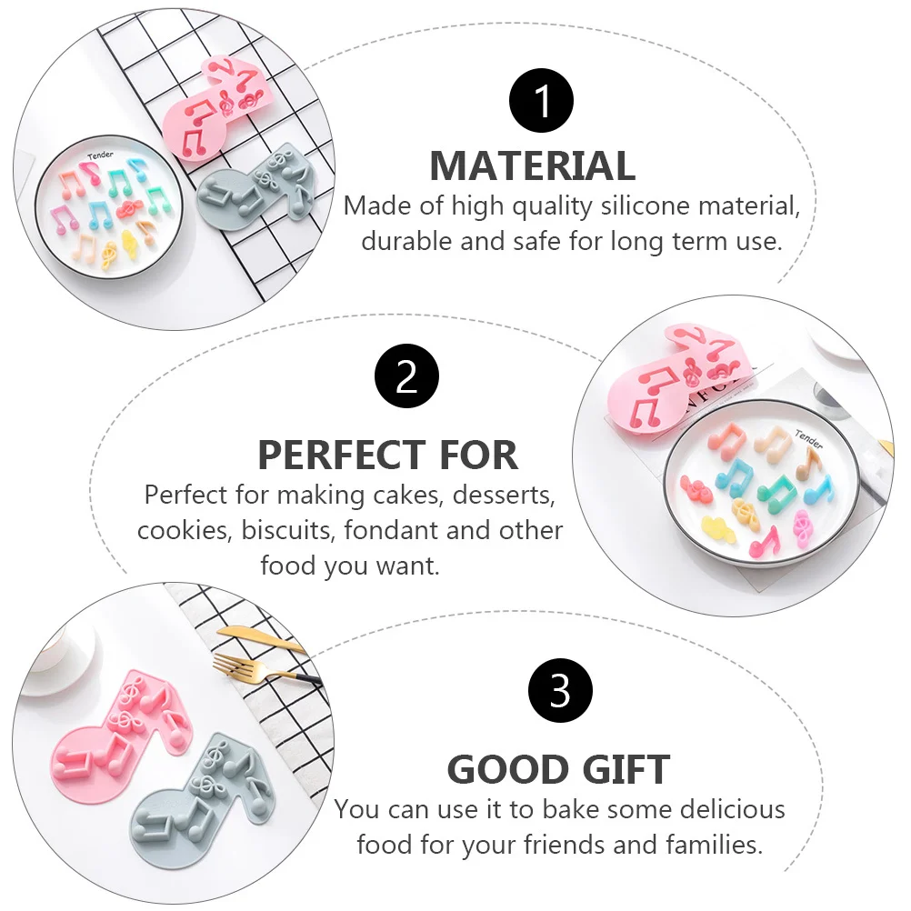 2Pcs Safe Practical Silicone Note-Shape Molds Cake Baking Chocolate Molds Easy Clean DIY Cake Baking Mold Chocolate Mold
2Pcs Safe Practical Silicone Note-Shape Molds Cake Baking Chocolate Molds Easy Clean DIY Cake Baking Mold Chocolate Mold