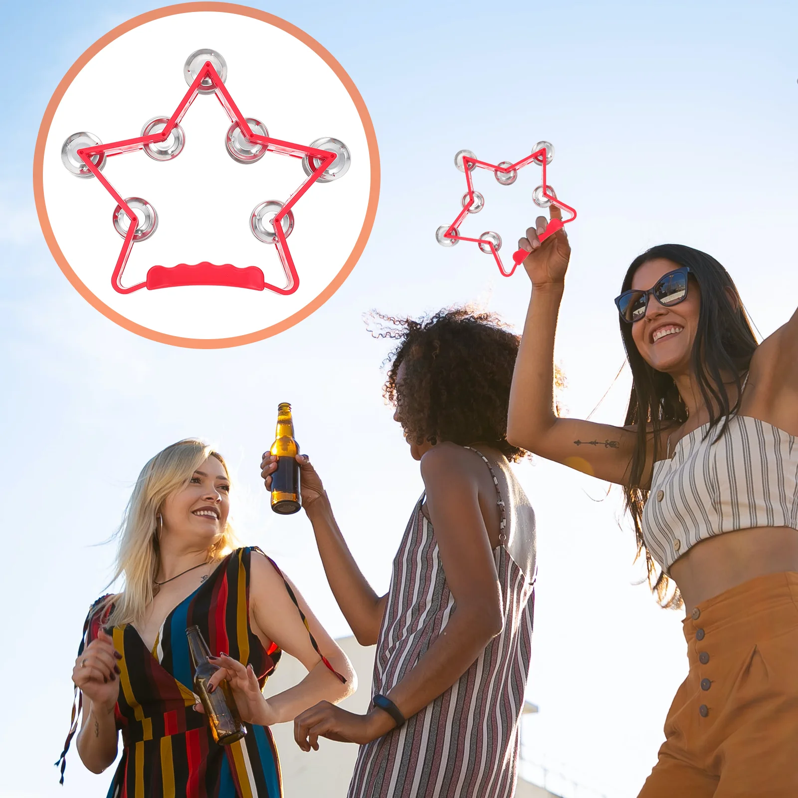 Pentagram Hand Bell Toddler Musical Instruments Rhythm Tambourine Wooden Red Plastic Child
Pentagram Hand Bell Toddler Musical Instruments Rhythm Tambourine Wooden Red Plastic Child
