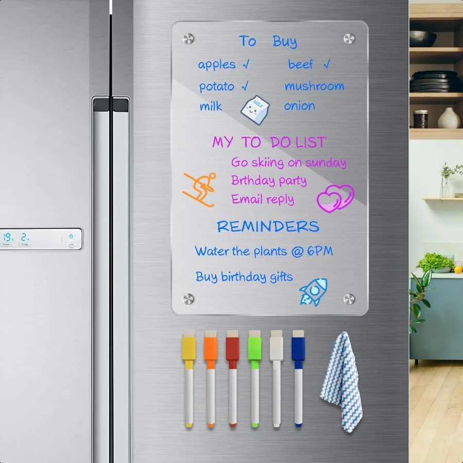 8"x12" Acrylic Magnetic Dry Erase Board for Fridge Clear Acrylic Magnet Calendar for Refrigerator Includes 6 Dry Erase Markers
8"x12" Acrylic Magnetic Dry Erase Board for Fridge Clear Acrylic Magnet Calendar for Refrigerator Includes 6 Dry Erase Markers