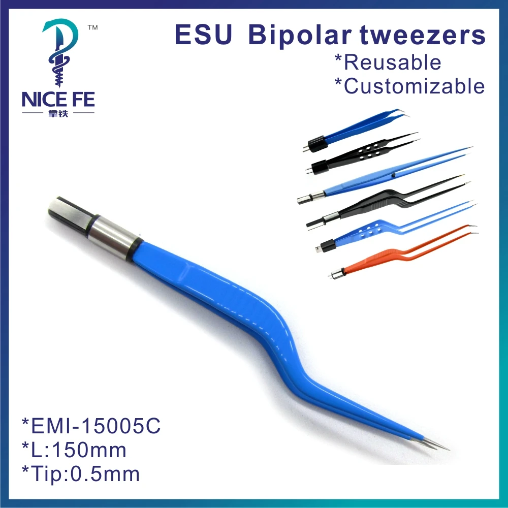 Многоразовые биполярные пинцеты IEC Blue, изогнутые пинцеты для электрохирургического блока, длина: 15 см, наконечник 0,5 мм
Многоразовые биполярные пинцеты IEC Blue, изогнутые пинцеты для электрохирургического блока, длина: 15 см, наконечник 0,5 мм