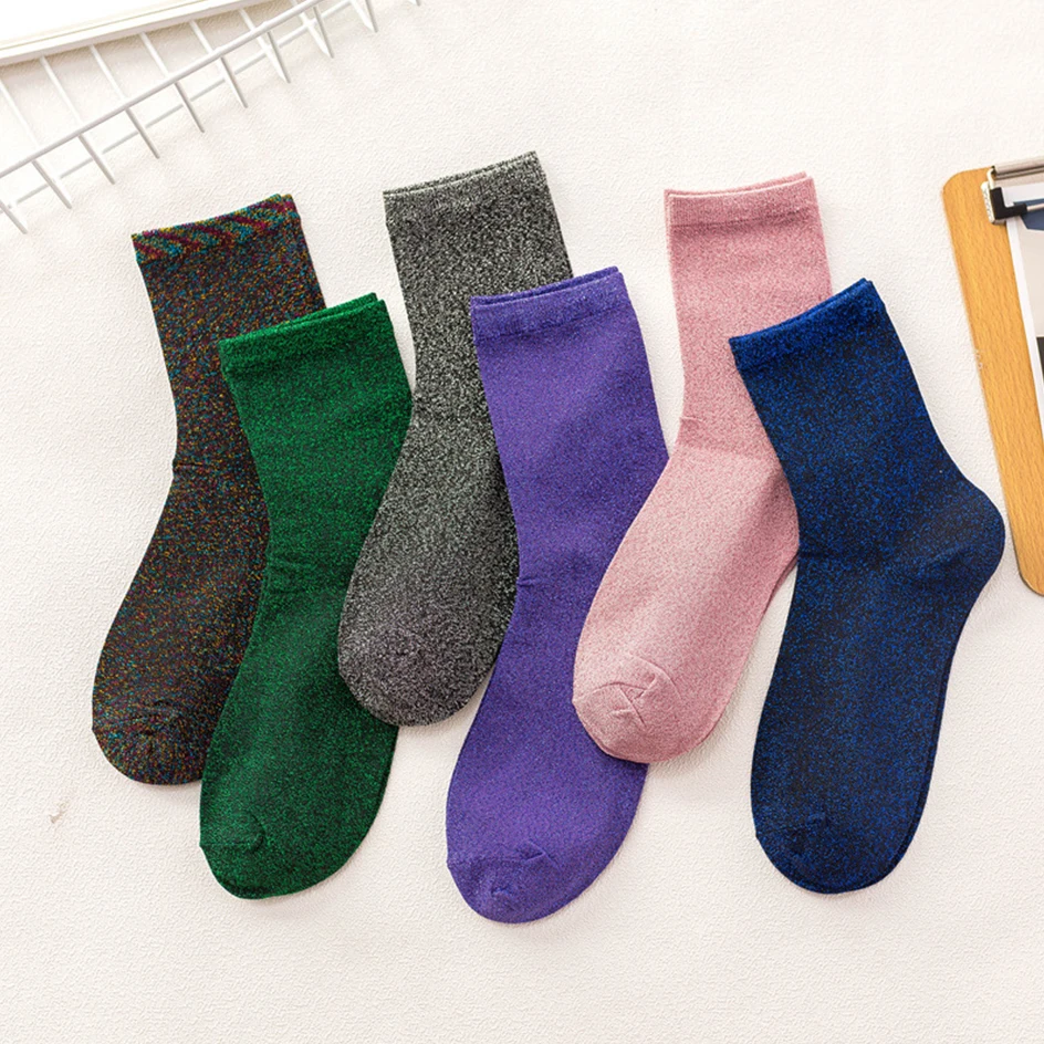 Harajuku Shiny Filigree Socks For Women Fashion Glitter Stockings Breathable Female Lingerie Bright Gold Silver Silk Loose Socks
Harajuku Shiny Filigree Socks For Women Fashion Glitter Stockings Breathable Female Lingerie Bright Gold Silver Silk Loose Socks